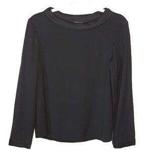 Theory Ander Solla Satin Trim Black Top M Minimalist Work Office Balletcore